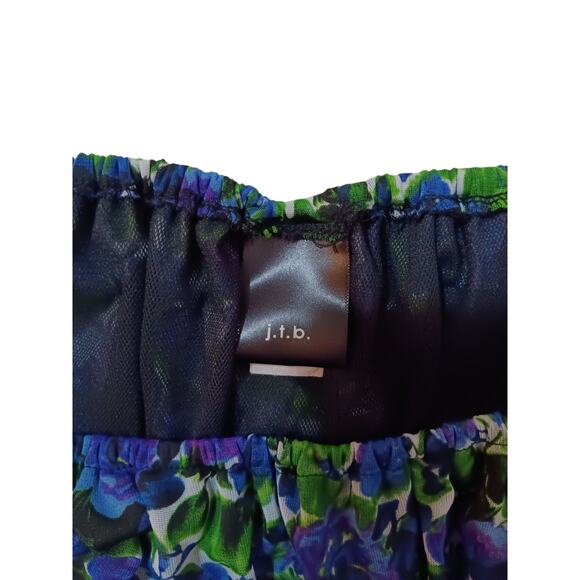 Y2K VINTAGE Ruffled Blouse Top L Floral Purple Green Whimsigoth Cottage Coquette - Picture 9 of 12